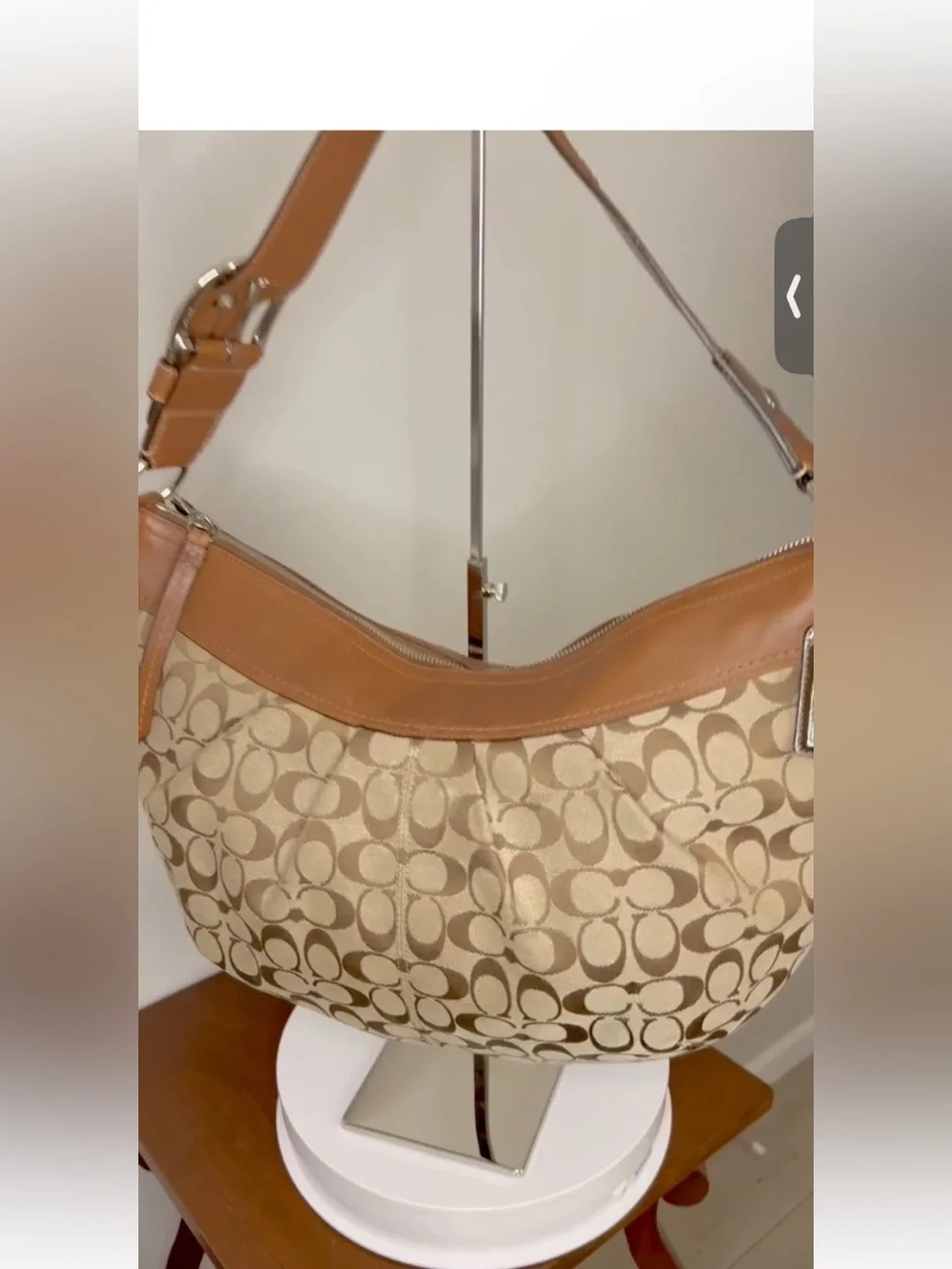 Coach SoHo Brown Leather and Signature Jacquard Shoulder Bag - Picture 14 of 14